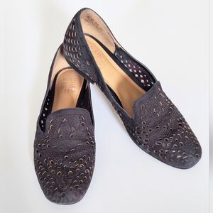 Naturalizer Eve Perforated Black Leather Slip On Loafers Women's Sz 7.5N Flats